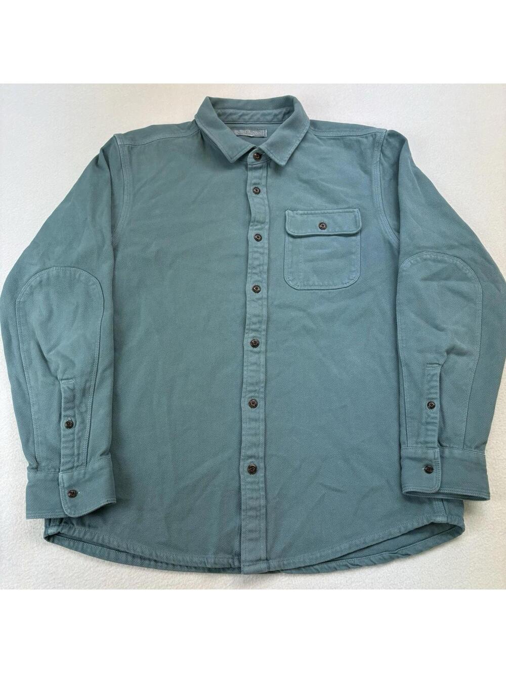 Outerknown Twill Flannel Rambler Shirt Organic Cotton Medium Turquoise Blue - Picture 1 of 8